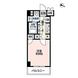 プレール・ドゥーク板橋本町 1Kの間取図画像