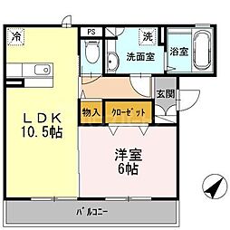 シャルマント 1LDKの間取図画像