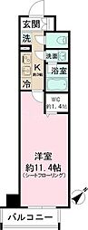 ファインクレスト健和 1Kの間取図画像