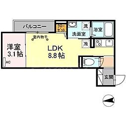 コルツァ蓮根 1LDKの間取図画像