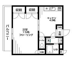 サングレース 1DKの間取図画像