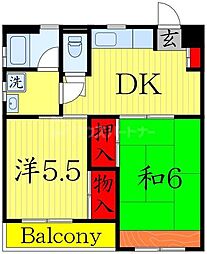 ウインテラス 2DKの間取図画像