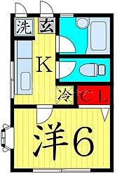 ハイツアデガワ 1Kの間取図画像