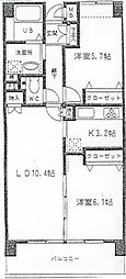 朝日レジデンス 2LDKの間取図画像