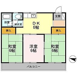 第3長瀬マンション 3DKの間取図画像
