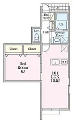 練馬区北町2丁目アパート 1LDKの間取図画像