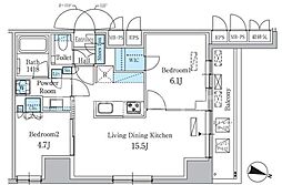 パークアクシス板橋本町ステーションゲート 8階2LDKの間取り