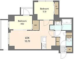S-RESIDENCE高島平asolea 4階2LDKの間取り