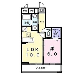 フォーリーフ　クローバー 2階1LDKの間取り