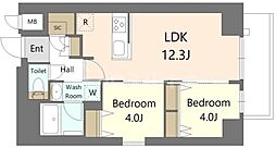 S-RESIDENCE王子enable 9階2LDKの間取り