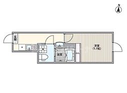 マーレ十条 1階1Kの間取り