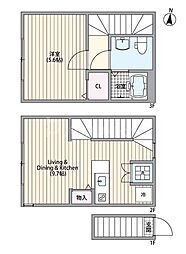 マーレ十条 2階1LDKの間取り