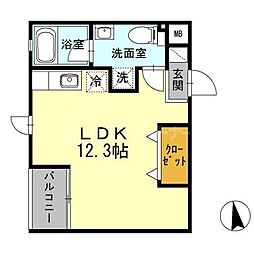 ＲｏＣａ 3階ワンルームの間取り