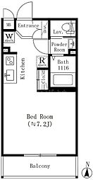 小竹レジデンス 1階ワンルームの間取り