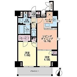 エスティメゾン赤羽 11階2LDKの間取り
