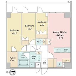 LIME RESIDENCE KAWAGUCHI EAST 8階3LDKの間取り