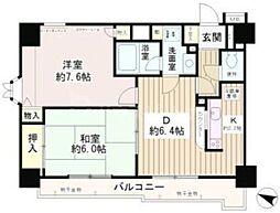 ハイホーム十条 4階2DKの間取り