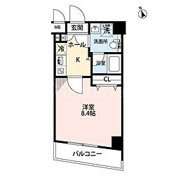 プレール・ドゥーク上中里 2階1Kの間取り