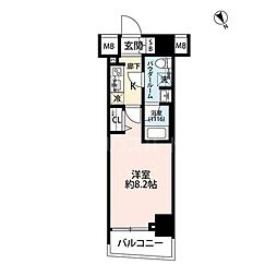 プレール・ドゥーク中板橋 8階1Kの間取り