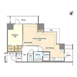 アクティ上池袋 10階1LDKの間取り