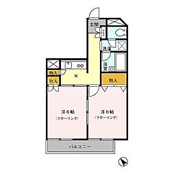 グランシャリオ 1階2Kの間取り