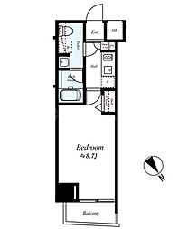 プレール・ドゥーク中板橋 2階1Kの間取り