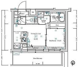 ＬＵＭＥＥＤ赤羽ＮＯＲＴＨ 5階1DKの間取り