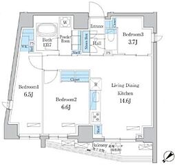 デュオフラッツ板橋大山 7階3LDKの間取り
