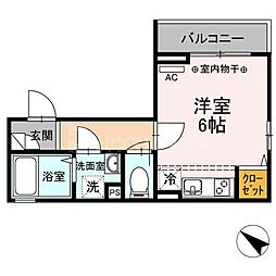 セレッソYP 2階1Kの間取り