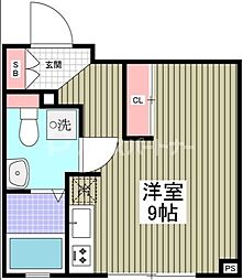 ルナーリア 3階ワンルームの間取り