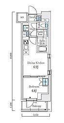 テラス駒込サウス 12階1DKの間取り