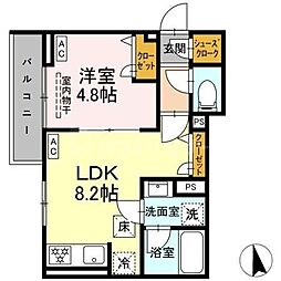 セレスティア前野町 1LDKの間取図画像