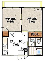 スターライトシティ小茂根 2DKの間取図画像
