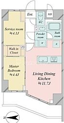 ドゥーエ王子神谷 1SLDKの間取図画像