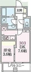 アローマ王本町 1DKの間取図画像