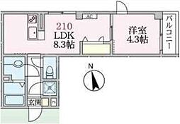 アローマ王本町 1LDKの間取図画像