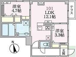 アローマ王本町 2LDKの間取図画像