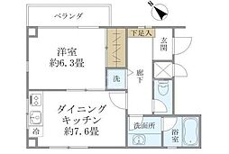 滝野川ハウス 1DKの間取図画像