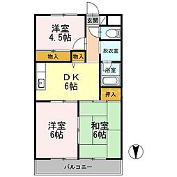 第3長瀬マンション 3DKの間取図画像