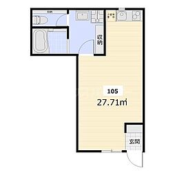 プライル赤羽 1Kの間取図画像