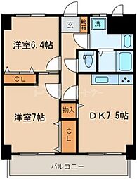 アビテ.シュメール 2DKの間取図画像