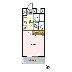 ヒルトップナリマス 1Kの間取図画像