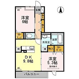 アムール櫻花 2DKの間取図画像