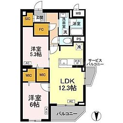 ロイジェント上板橋 2LDKの間取図画像
