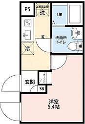 エーテラス赤羽 1Kの間取図画像