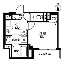 北区赤羽2丁目マンション 1Kの間取図画像
