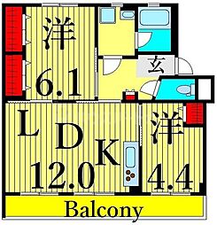 フレシア駒込3号棟 2LDKの間取図画像