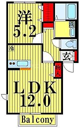 メゾンドパルム北鹿浜2 1LDKの間取図画像
