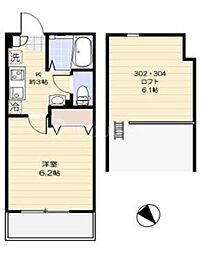 フィオーレ高野台 1Kの間取図画像