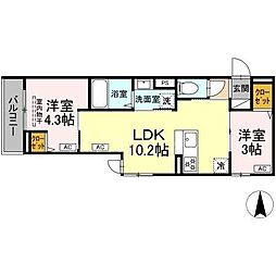 セレスティア中台 III 2LDKの間取図画像
